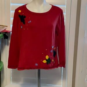 Red Floral Women's Sweater